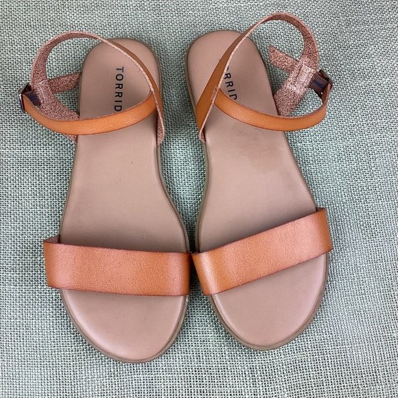 Torrid Shoes - Torrid Cognac Strappy Flats Sandals